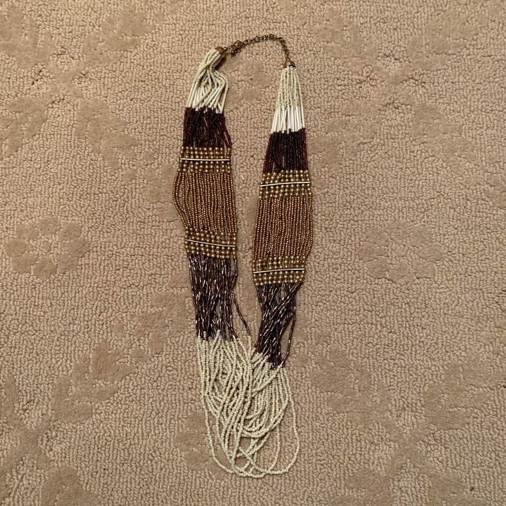 Beaded Long Chunky Statement Necklace